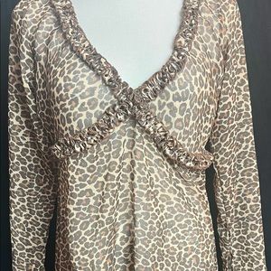 UjENA Sheer Leopard Top / Beach Coverup Medium